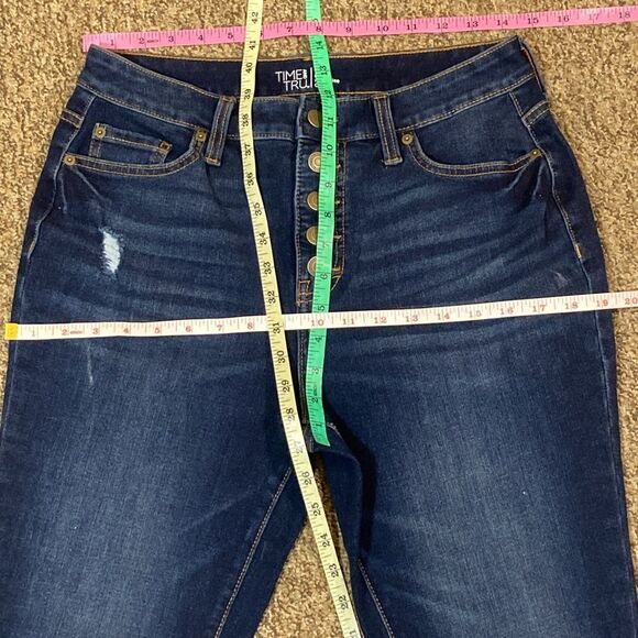 Time And Tru High Rise Curve Blue Skinny Jeans with Whiskering and Fading Sz 6 - Picture 3 of 8